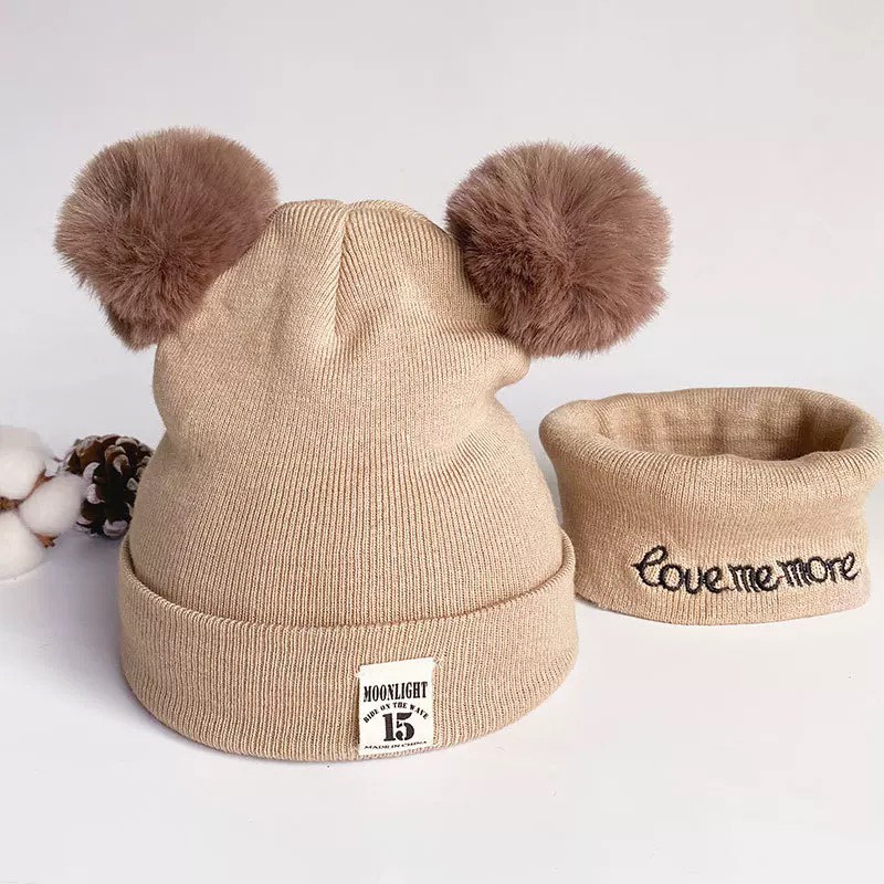 Bộ Khăn Mũ Len Cho Bé Kiểu Dáng Hàn Quốc.