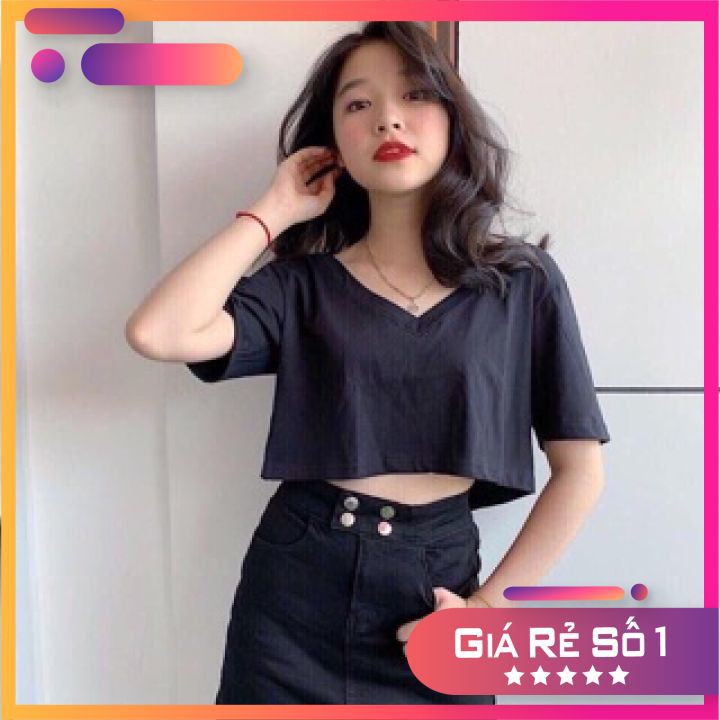 [RẺ VÔ ĐỊCH Áo Croptop Cổ Tim Cộc Tay (Áo Phông Croptop)