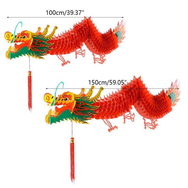 Lồng Đèn Giấy Treo Trang Trí Năm Mới Hình Rồng Trung Hoa 1.5m / 1.0m