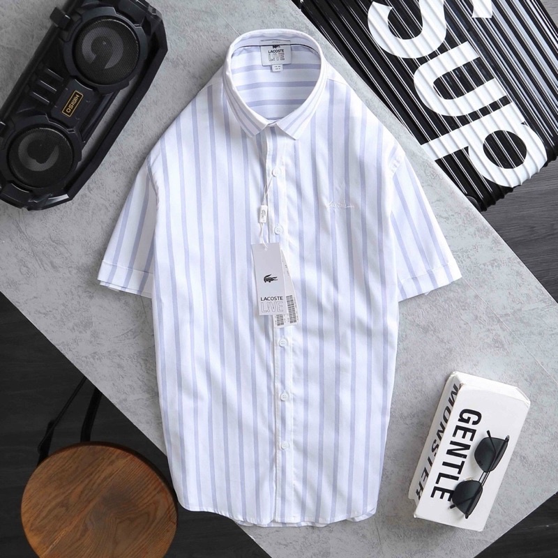 ÁO SƠ MI TAY NGẮN THÊU CHỮ LACOSTE