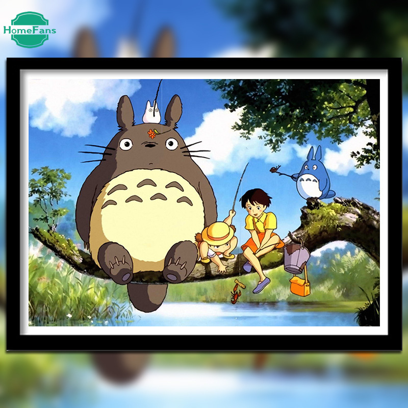 Bộ tranh đính đá 5D tự làm hình Totoro 40*30cm | BigBuy360 - bigbuy360.vn