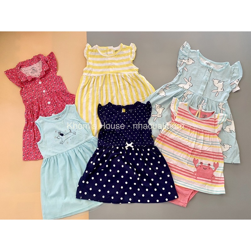 Đầm cotton tay cánh tiên xuất dư hiệu Carter’s cho bé gái 11-13kg