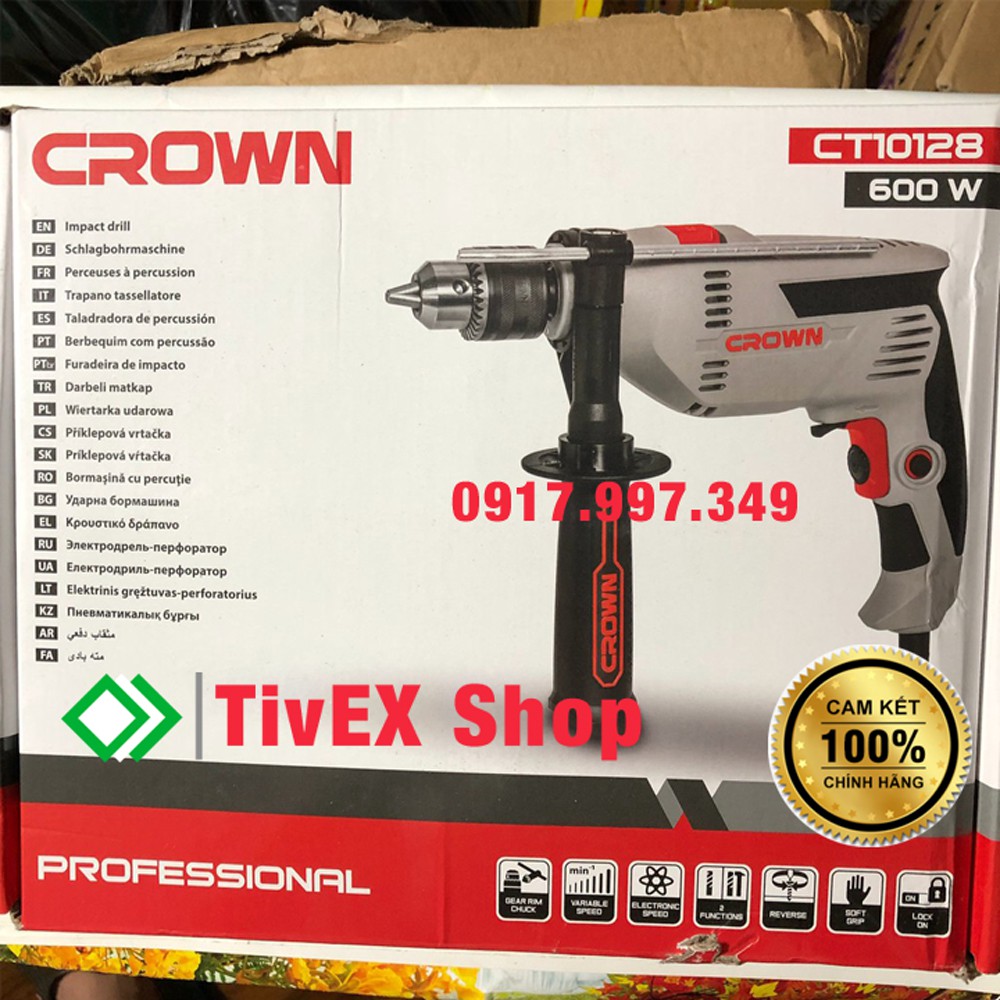 Máy khoan Crown 600W chính hãng CT10128