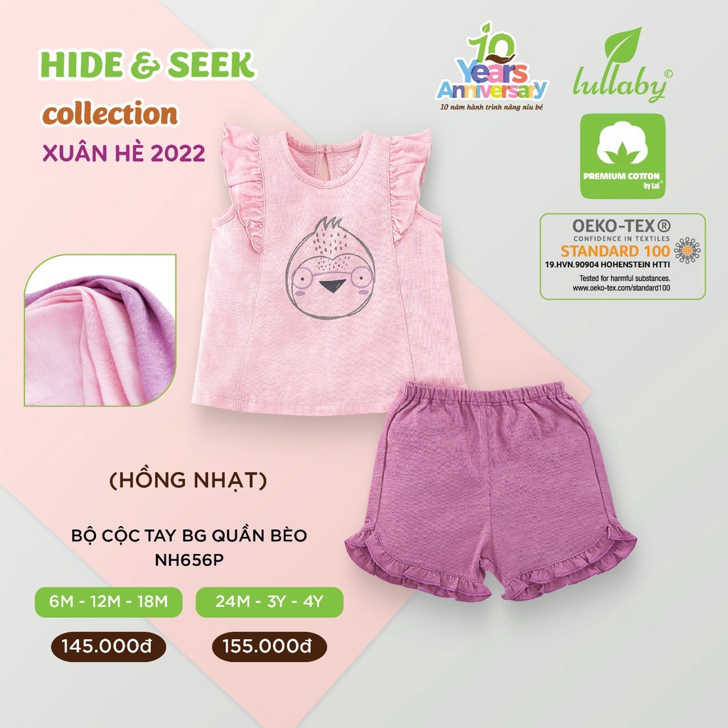 Bộ cộc tay cài vai/cánh tiên cotton cao cấp họa tiết động vật cho trẻ em Lullaby