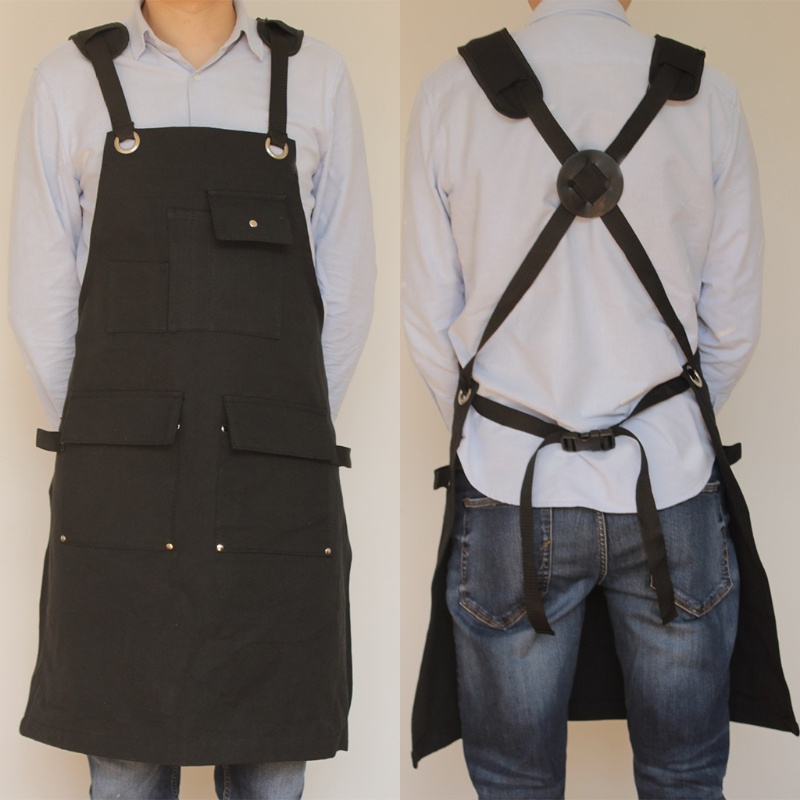 Tạp Dề Nấu Ăn Vải Canvas Có Túi Và Dây Đeo Chéo Sau Lưng Chuyên Nghiệp Có Thể Điều Chỉnh Cho Nam Và Nữ
