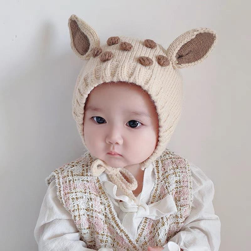 Mũ len tai Nai đáng yêu cho bé có lót 1 lớp cotton mềm, co giãn tốt có dây buộc (5-24 tháng)