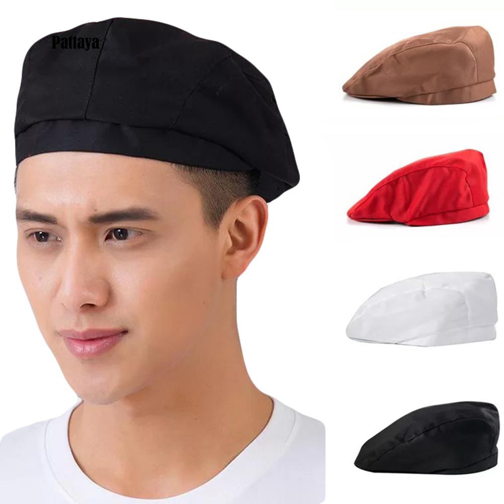 Mũ đầu bếp màu trơn/kẻ sọc/caro thiết kế đơn giản cho nam và nữ