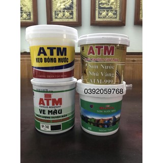 Combo 4 hộp sơn hệ nước ATM ( nhũ vàng, trắng , đen, keo bóng)