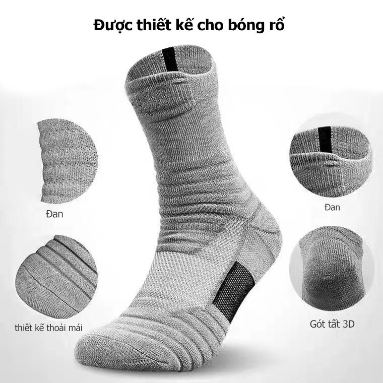 Tất thể thao dày dặn không  may đầu,Tất Thể Thao Chạy Bộ Chống Trơn Trượt, Tất Dày Thấm Hút Mồ Hôi, Thoáng Khí