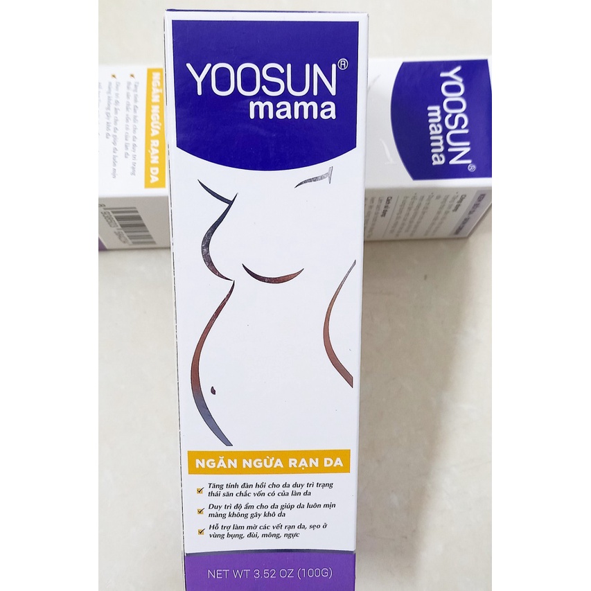 Kem bôi rạn da Yoousun mama tuyb 100g. Giúp ngăn ngừa các vết rạn da cho phụ nữ mang thai, mới sinh, tăng cân đột ngột.