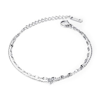 Lắc Tay Nữ Bilyshop Kiểu 2 Tầng 1 Viên Đá Đơn Giản Thanh Lịch Titan Ko Đen Ko Ngứa TT 2222