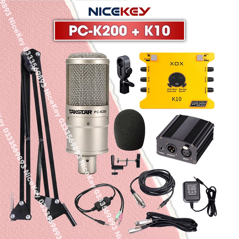 Combo Mic Thu Âm TAKSTAR PC K200, Sound card K10, Micro chuyên nghiệp, hàng chính hãng [BH 1 NĂM]