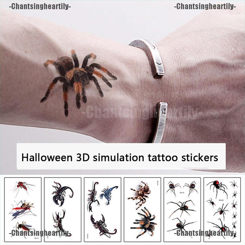 Hình Xăm Dán 3d Hình Nhện Kinh Dị Cho Halloween