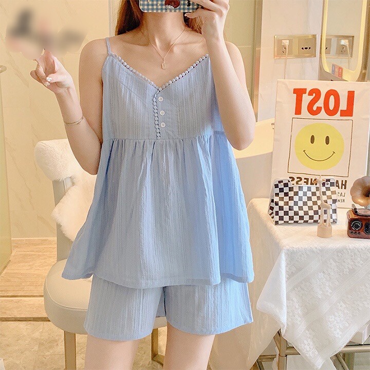 Bộ ngủ 2 dây, bộ mặc nhà nữ tiểu thư chất mềm mịn, thoáng mát, mặc ngủ sexy gợi cảm (Mã 2S)