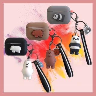 Vỏ silicon We Bare Bears chống sốc hộp tai nghe Airpods 1 2 Pro kèm móc khoá