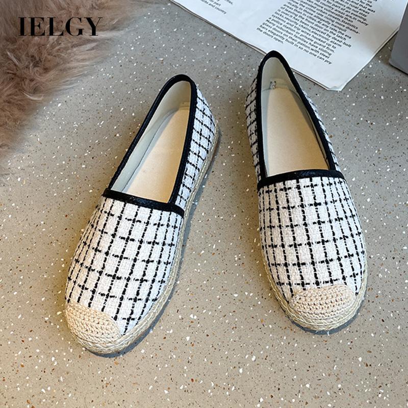 Giày đế mềm IELGY in họa tiết kẻ sọc kiểu Hàn Quốc cho nữ