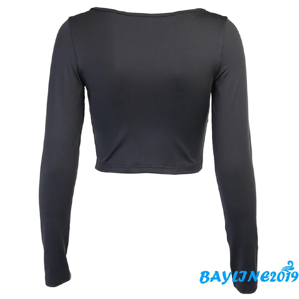 Áo croptop dài tay cổ vuông phong cách quyến rũ cho nữ