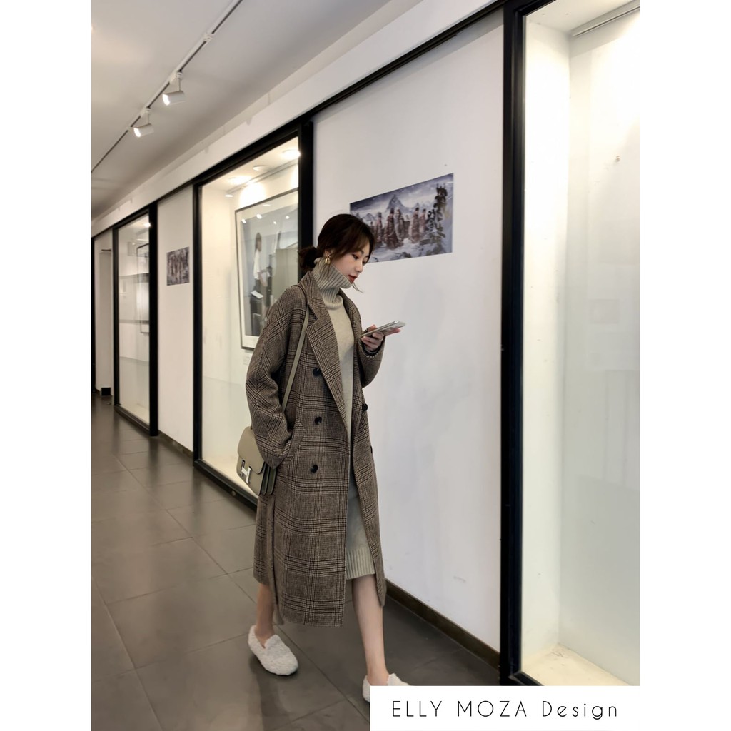 Áo dạ kẻ caro dáng dài cao cấp hàn quốc | BigBuy360 - bigbuy360.vn