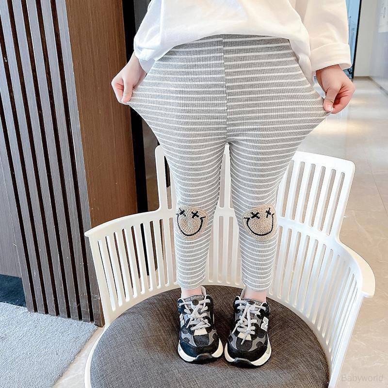 Quần Legging cotton Họa Tiết Sọc Ngang Dễ Thương Dành Cho Bé Gái