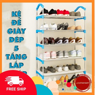 [ FREESHIP 50K ] - Kệ để giày dép 5 tầng cao cấp khung INOX 2021 có thể tháo rời