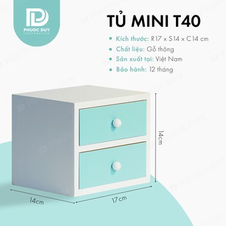 Tủ mini, Tủ đựng đồ đa năng để bàn học, bàn làm việc T40 - Tủ gỗ decor nhiều ngăn kéo, Kệ đựng mỹ phẩm -Giao hỏa tốc HCM