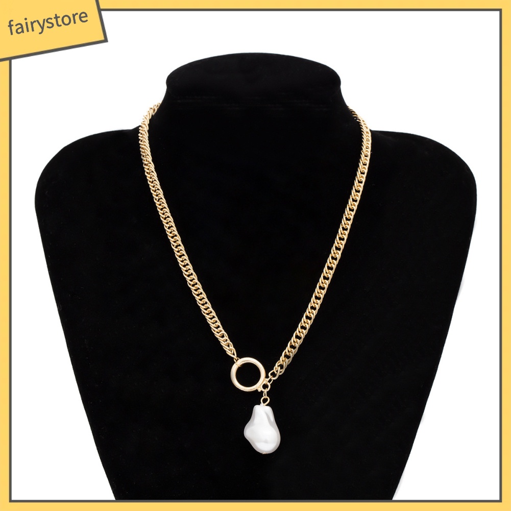 Dây Chuyền Mặt Hình Tròn Đính Ngọc Trai Nhân Tạo Thời Trang Dành Cho Nữ