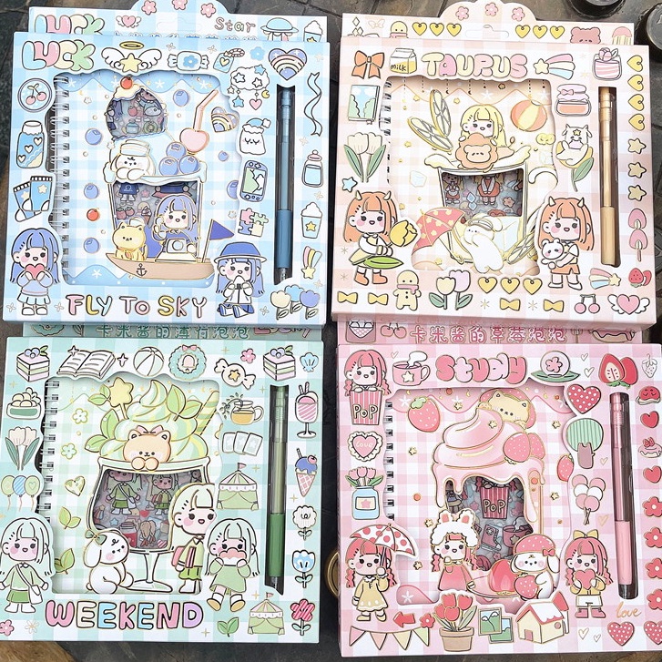 Hộp gồm sổ Sticker đính kèm dao rọc giấy hình bút