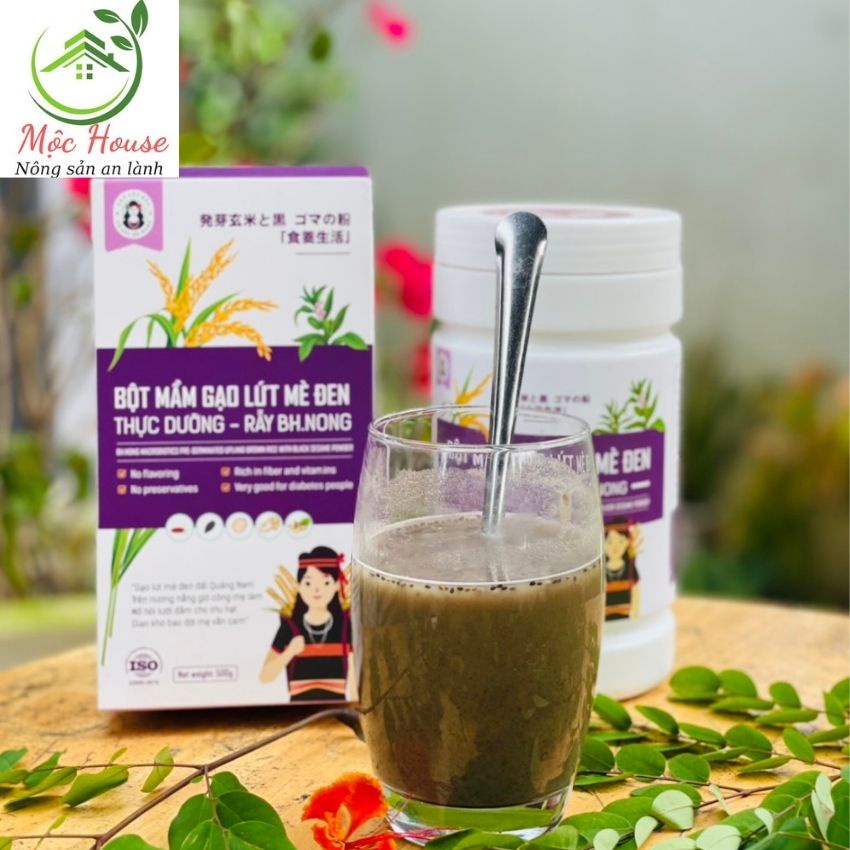 Bột ngũ cốc dinh dưỡng mầm gạo lứt mè đen 500gr  bữa ăn sáng tiện lợi phù hợp cho mọi lứa tuổi, ăn kiêng, tiểu đường