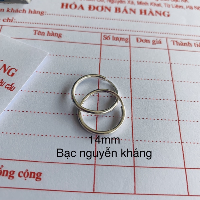 (1 CHIẾC) 14MM 10MM KHUYÊN TAI BẠC TRÒN TRƠN CHO NAM