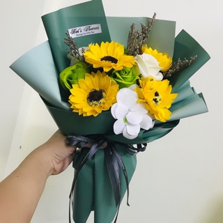 (Mẫu mới) Bó hoa sáp hướng dương mix cao cấp-Tặng túi và thiệp