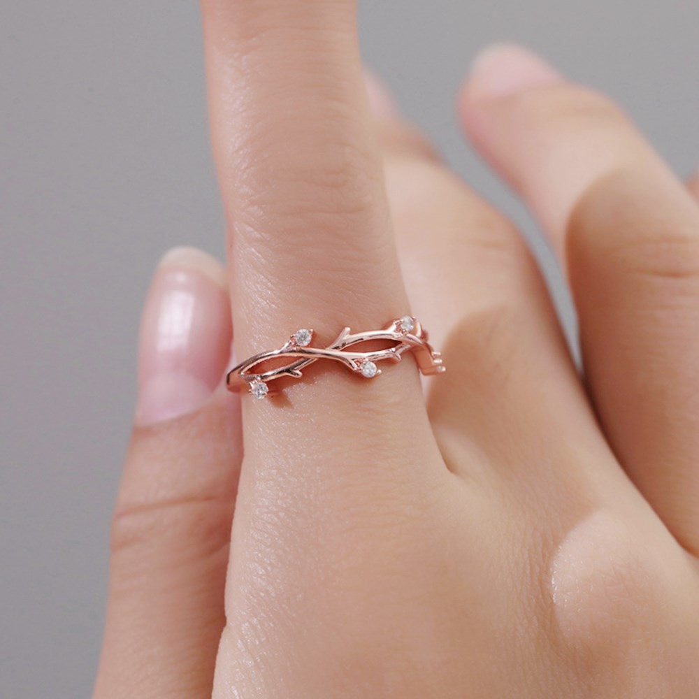 Nhẫn Hở Hình Cành Cây Đính Đá Thời Trang Cho Nữ