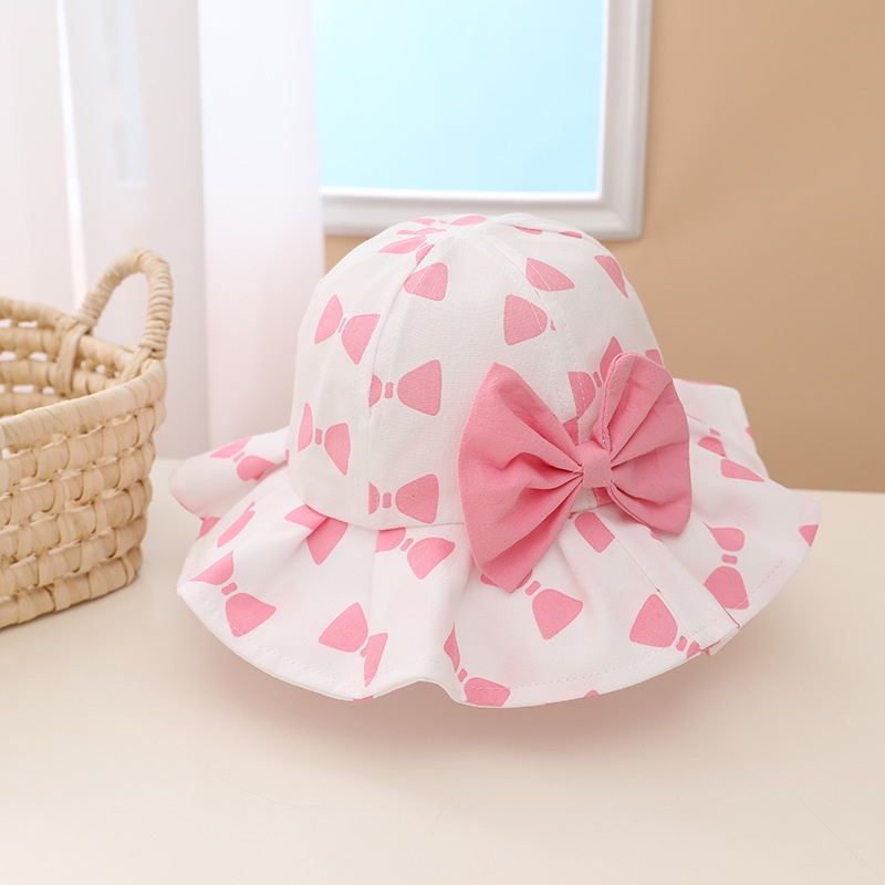 Nón Bucket Rộng Vành Phối Nơ Cho Bé Gái