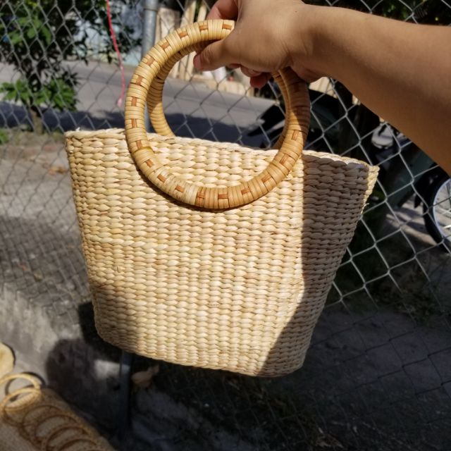Túi lục bình hình thang phối quai mây