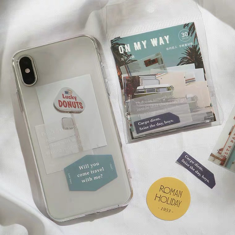 Set 30 nhãn dán sticker LOMO bìa cứng phong cách chữ Instagram trang trí nhật ký sách ảnh ST06