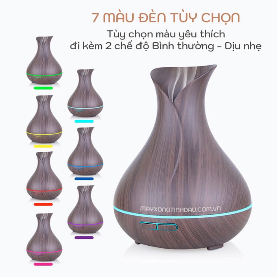 Máy Xông Tinh Dầu Cỡ Lớn Tulip 550ml Máy Tạo Ẩm Khuếch Tán Tinh Dầu Tỏa Hương Thơm Mát, Khử Mùi, Xua Đuổi Muỗi Côn Trùng