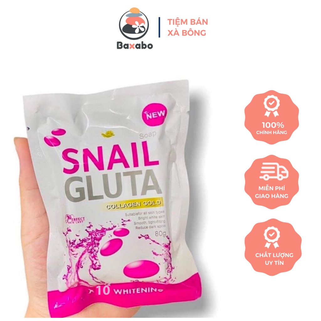 XÀ PHÒNG TRẮNG DA SNAIL GLUTA COLLAGEN THÁI LAN 80GR - XÀ PHÒNG DƯỠNG TRẮNG DA ỐC SÊN GLUTA COLLAGEN