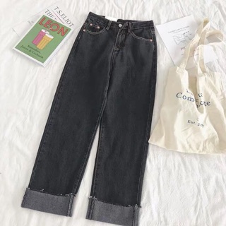 Quần Jeans ống rộng đen (Kéo xem hình thật)