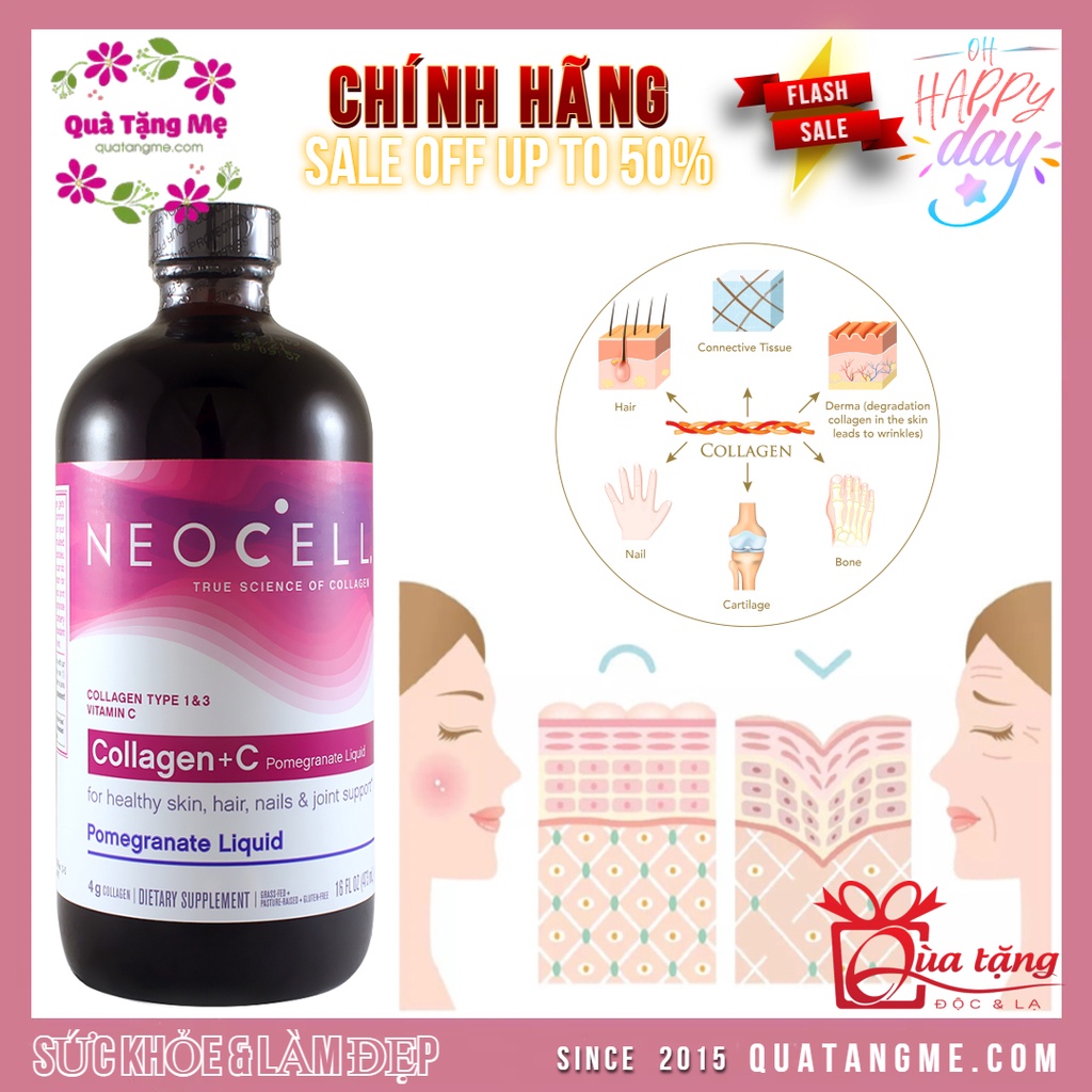 Collagen Lựu Mỹ NeoCell Collagen Pomegranate Liquid 4000mg Chống Lão Hóa Da