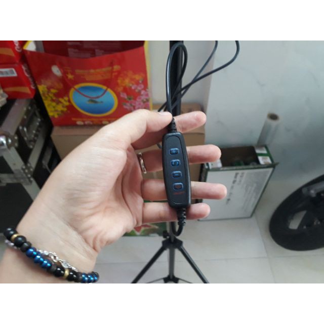 Đèn livestream 26cm, đèn livestream hỗ trợ ánh sáng chụp ảnh, make up trang điểm, 3 chế độ ánh sáng