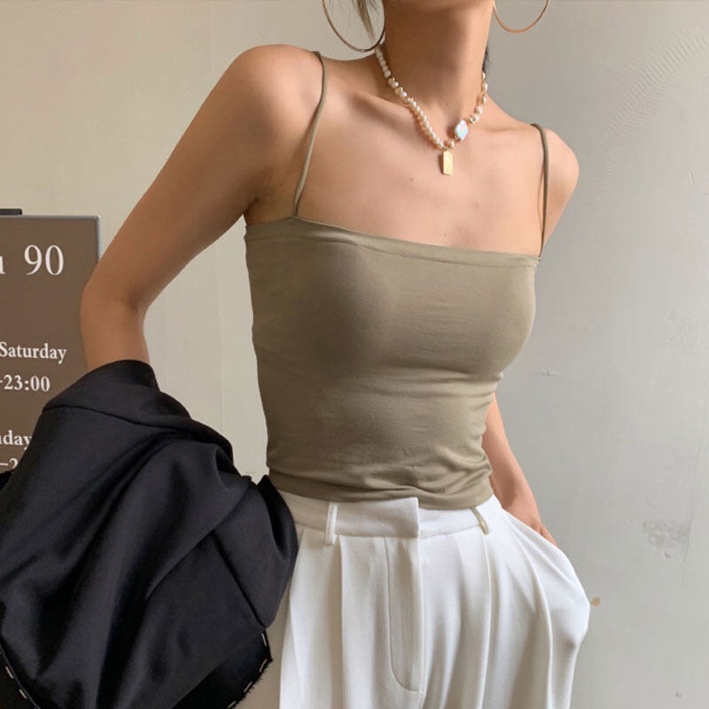 Áo YEYA hai dây mỏng màu trơn có mút đệm ngực dễ phối đồ cho nữ