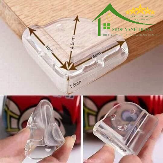 4 Miếng Bịt Góc Bàn Vuông Mặt Cười,Bọc Cạnh Bàn Bo Tròn Bằng Silicon Tránh Va Đập - An Toàn Cho Bé