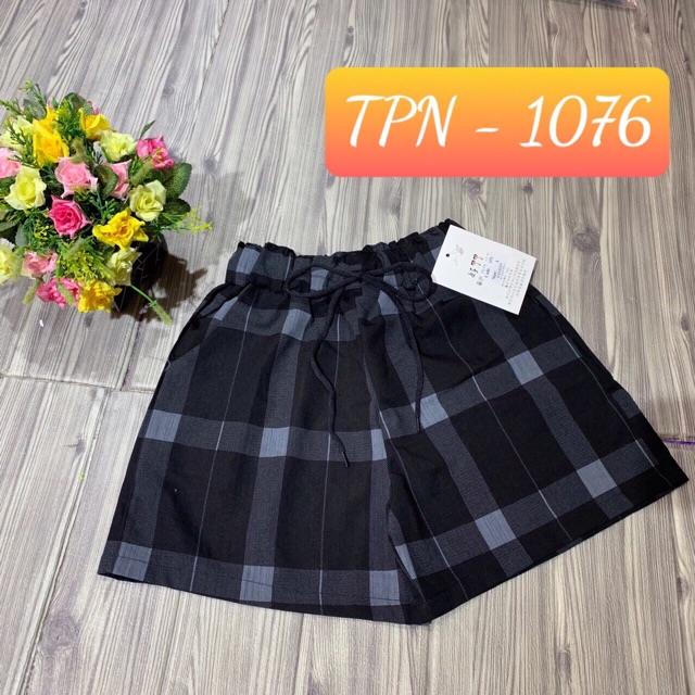 Quần short đũi thái kẻ cạp chun