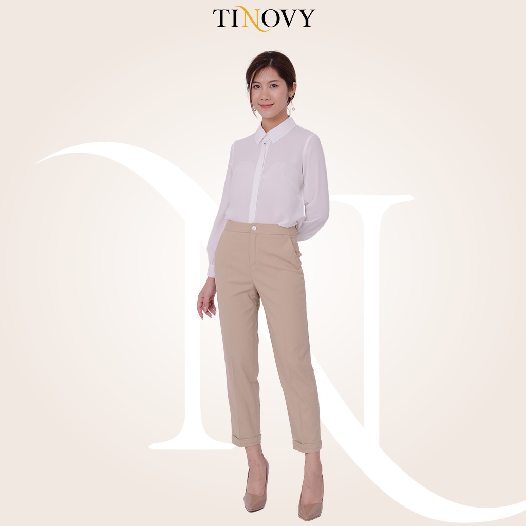 Quần Âu Nữ TINOVY Ống Đứng Đai Trơn Gấu Lơ Vê Có Túi Công Sở 1910-051