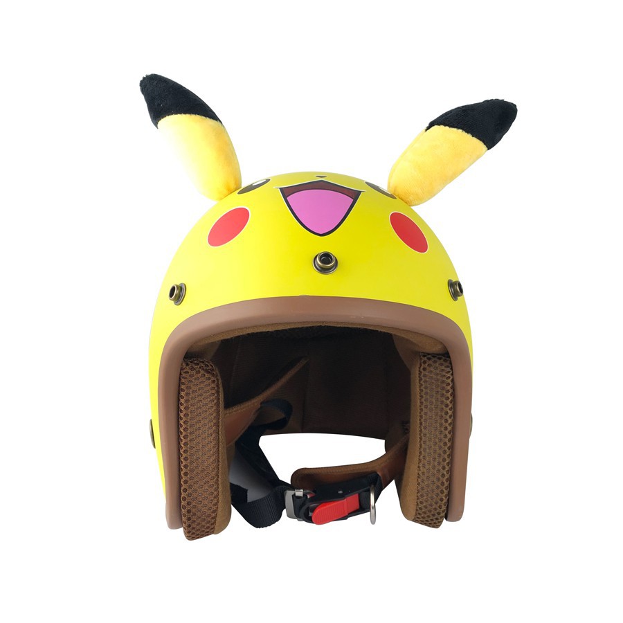 Nón bảo hiểm 3/4 PIKACHU-DORAEMON-GẤU BROWN,Lót nâu cao cấp,Nam nữ đều đội được-đảm bảo y hình