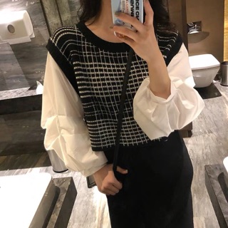 Áo len tay sơ mi bồng