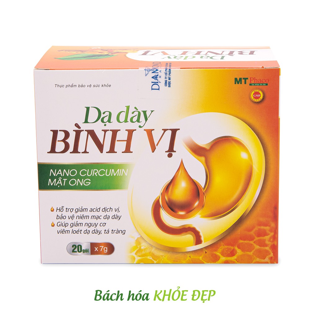 Gel dạ dày Nano Curcumin, Mật Ong giảm đau viêm loét dạ dày - Hộp 20 gói [Dạ dày bình vị]