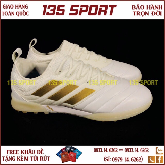 Giày Đá Bóng Copa 19.1 Trắng Sọc Đồng TF