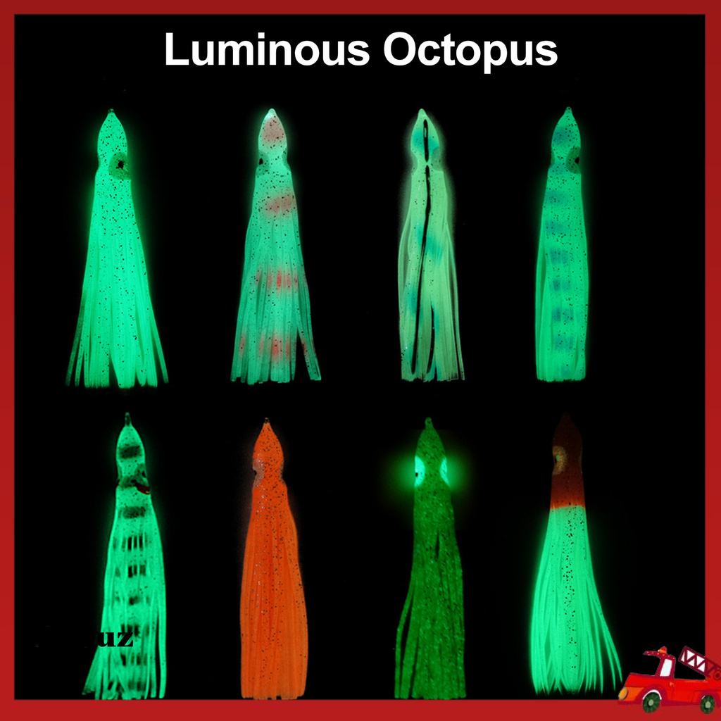 Bộ 5 Mồi Câu Cá Giả Hình Bạch Tuộc Mềm Phát Sáng 9cm