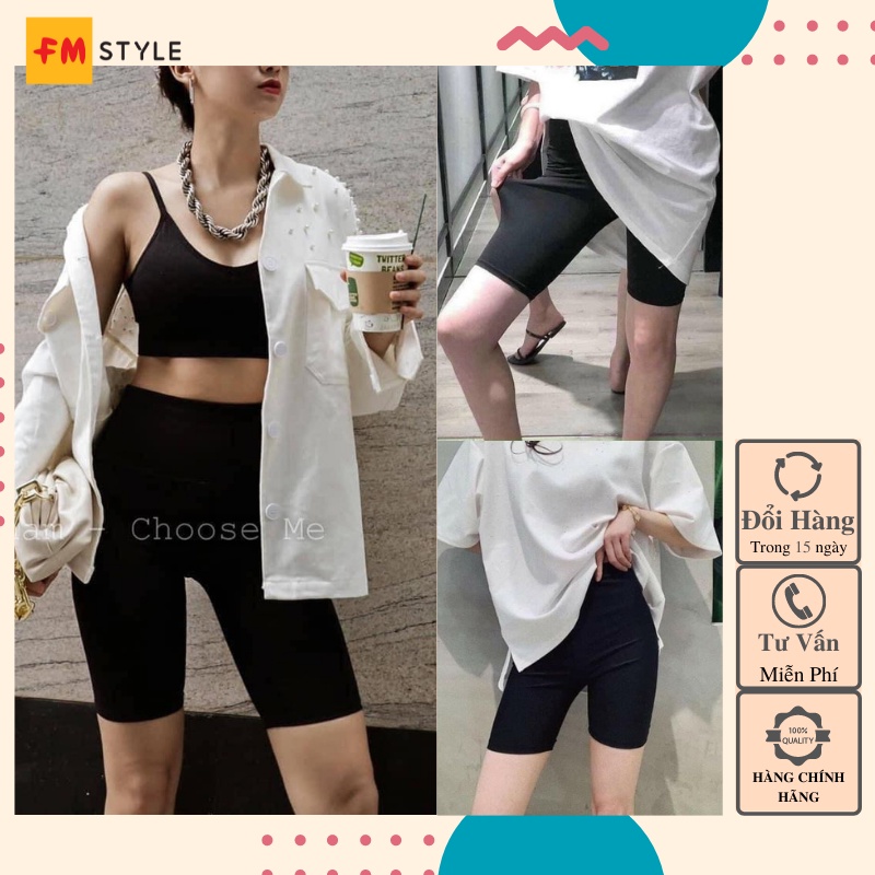 Quần Legging Nữ Ngắn Trơn Đen Thể Thao Năng Động I Chất Vãi Trơn Mềm Thoải Mái I Fmstyle Shop 220222505