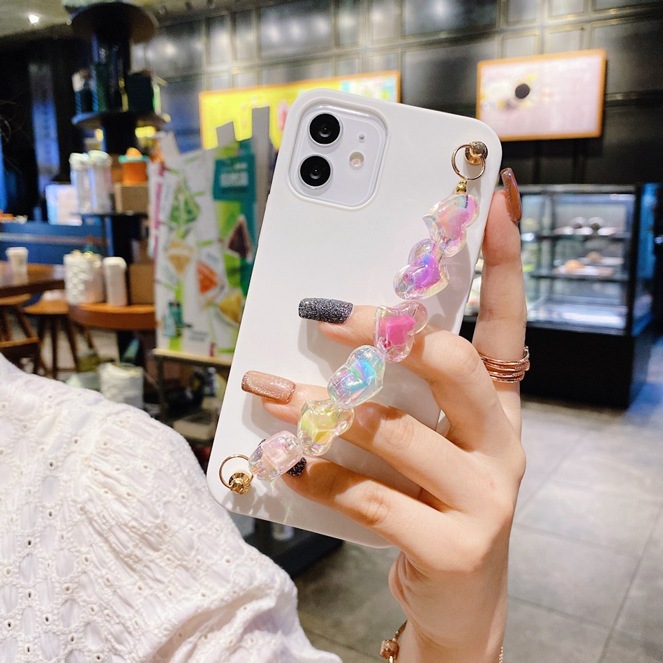 Ốp Điện Thoại TPU Dẻo Màu Cầu Vồng Kèm Vòng Tay & Dây Đeo Thời Trang Cho iPhone 13 12 11 PRO MAX 12mini
